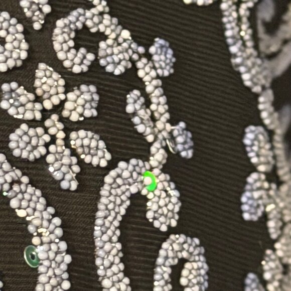 Xscape 20W Dress With Sheer Flutter Sleeves & Beaded Floral Embroidery - Picture 5 of 12